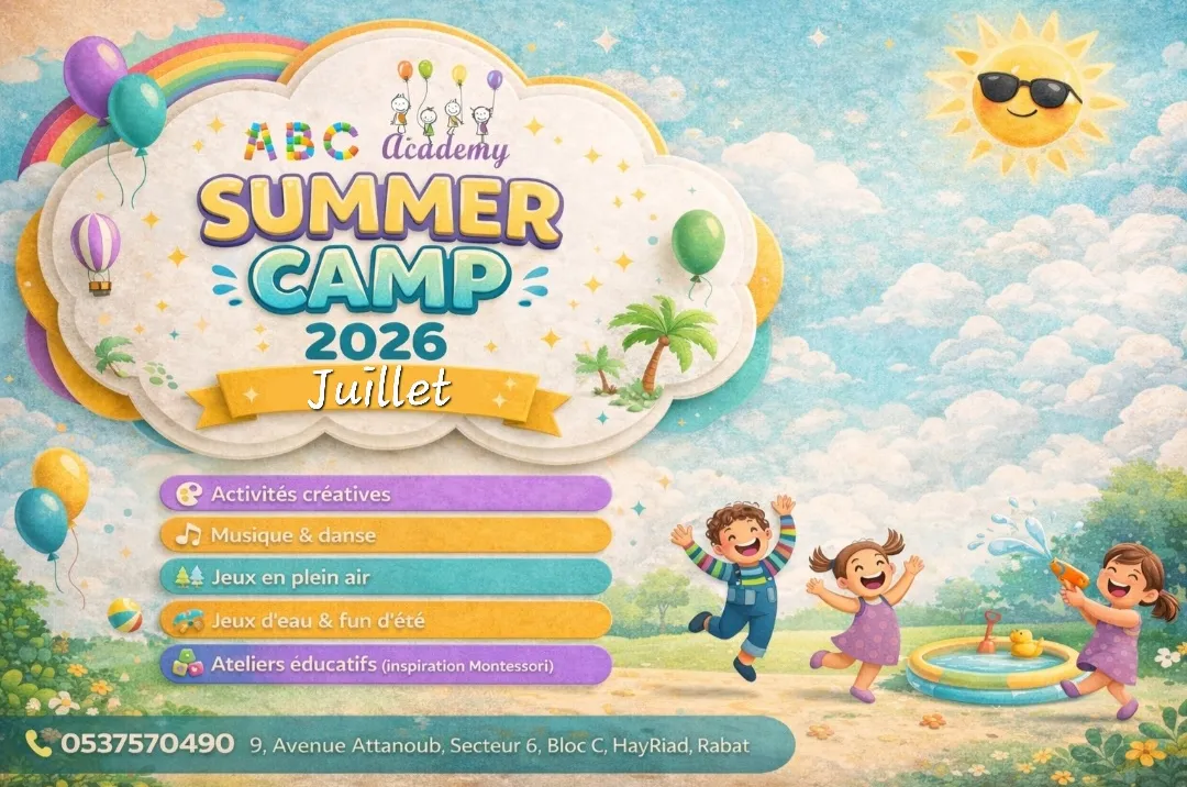 Summer Camp 2026 — ABC Academy Rabat, activités estivales du 29 juin au 24 juillet